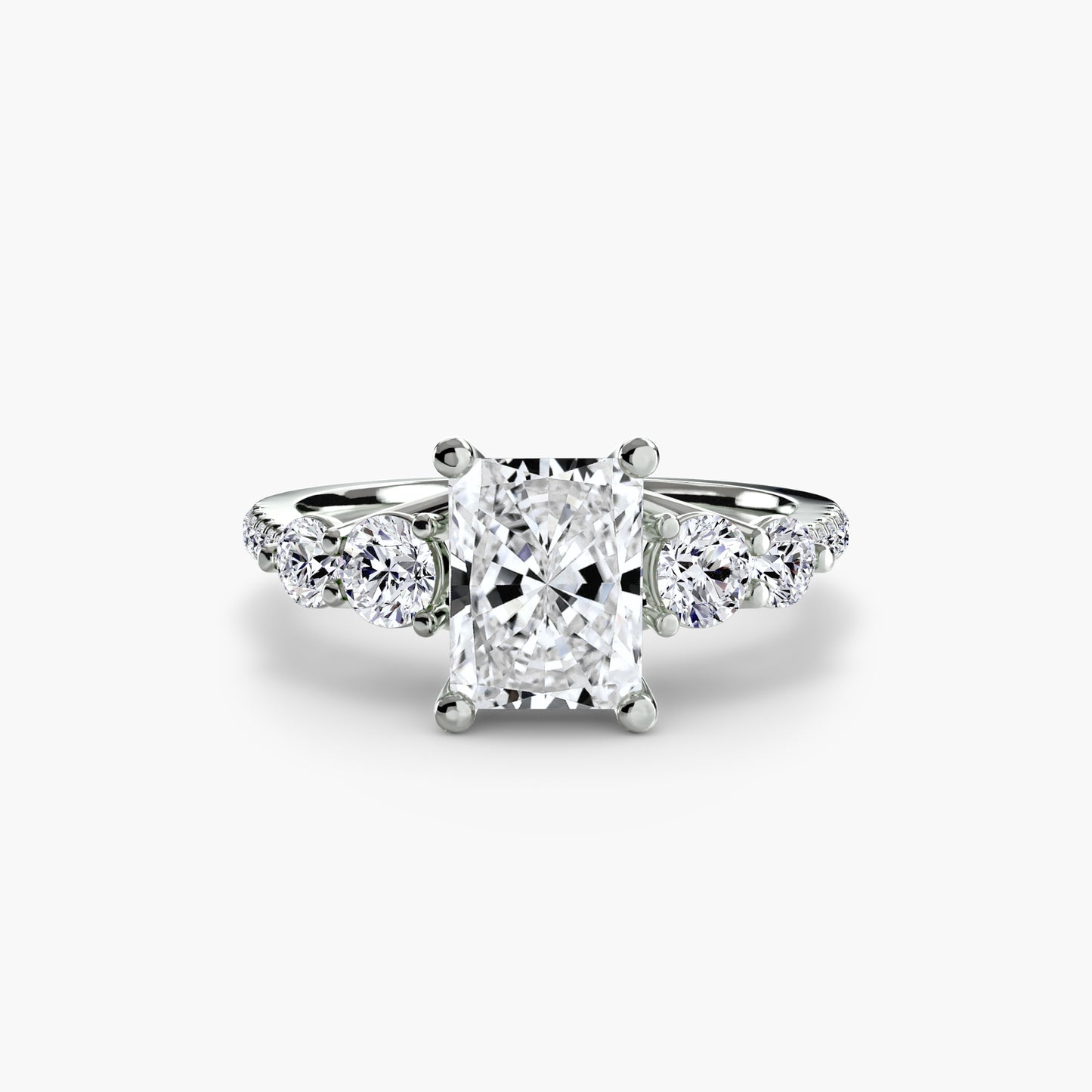 Five Stone Ring with Pavé Band Fantasilvia Jewelry