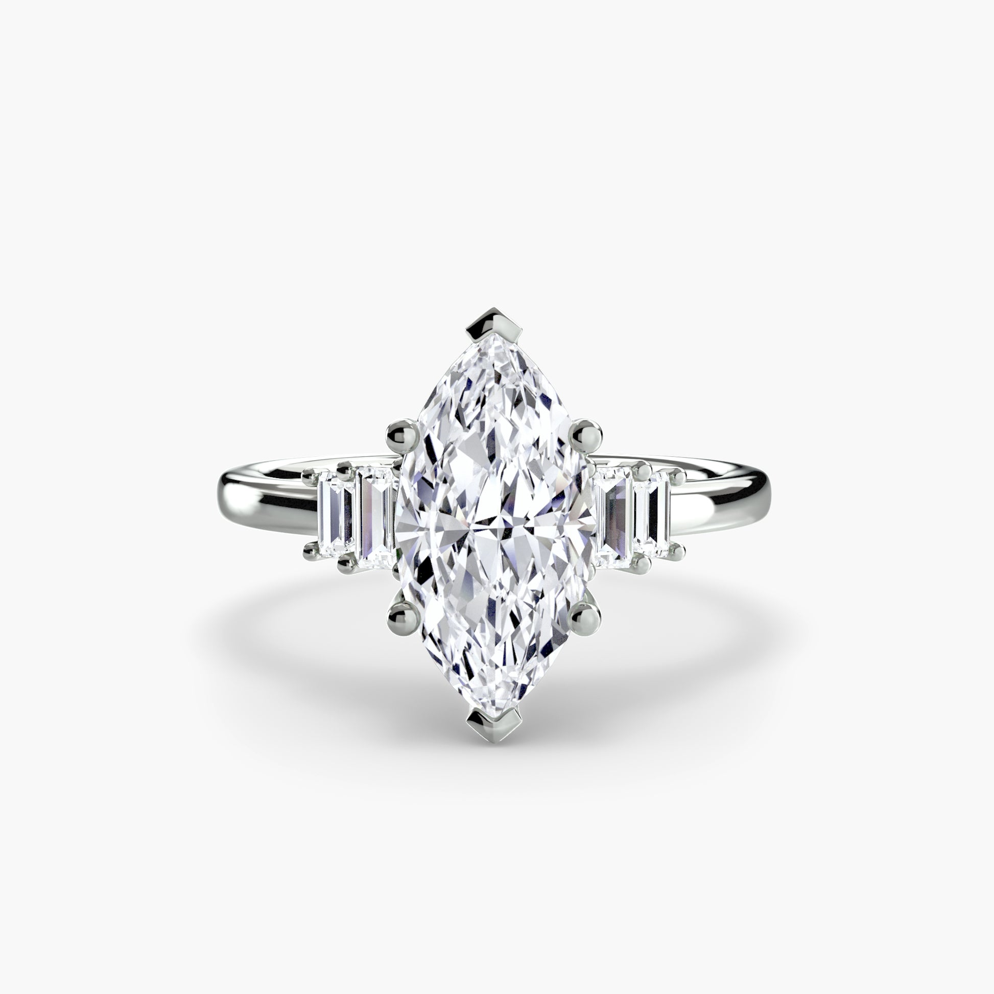 Baguette Accent Solitaire Fantasilvia Jewelry