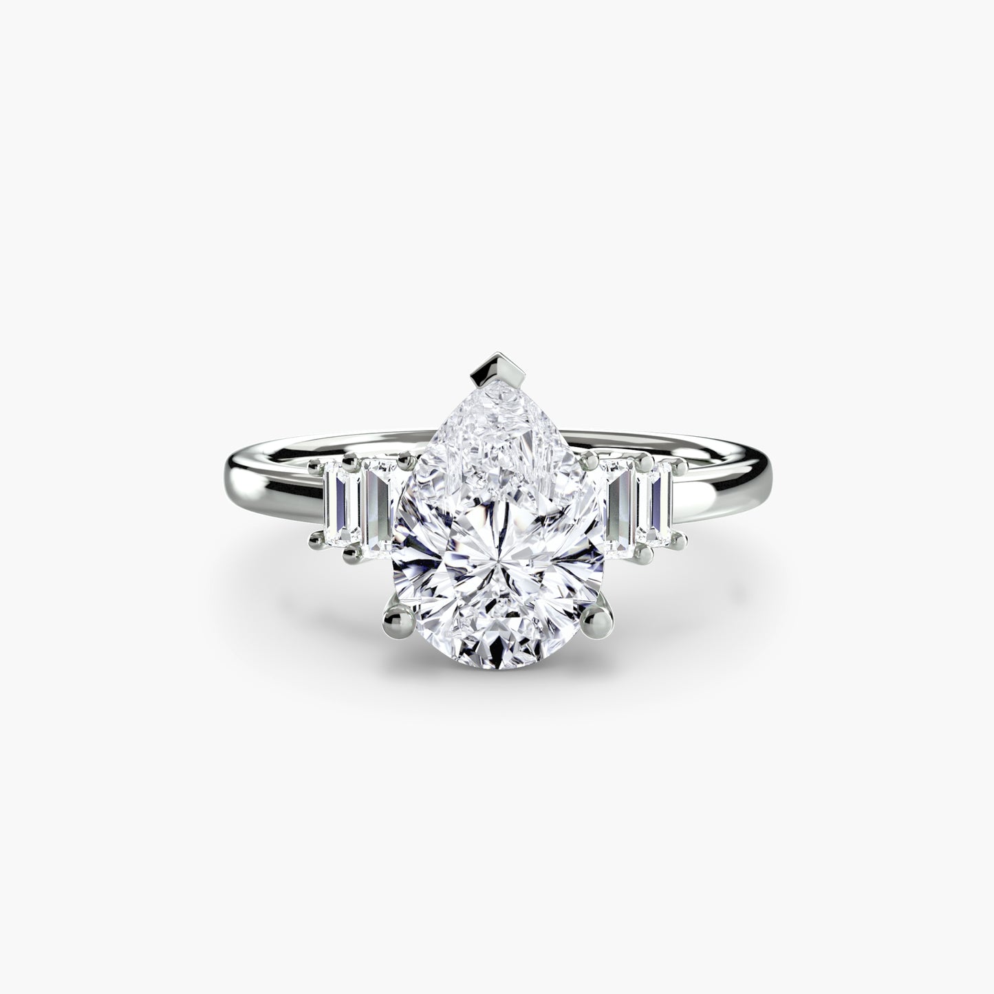 Baguette Accent Solitaire Fantasilvia Jewelry
