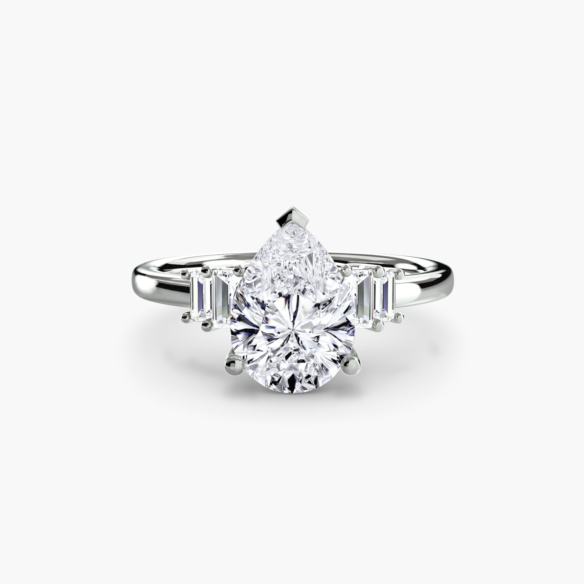 Baguette Accent Solitaire Fantasilvia Jewelry