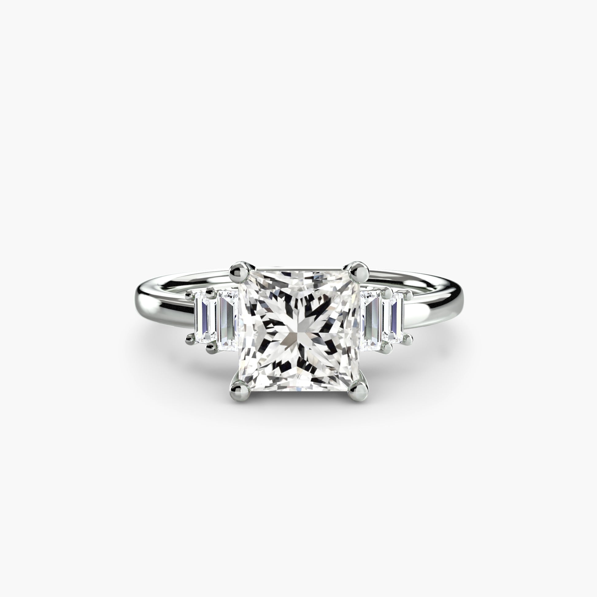 Baguette Accent Solitaire Fantasilvia Jewelry