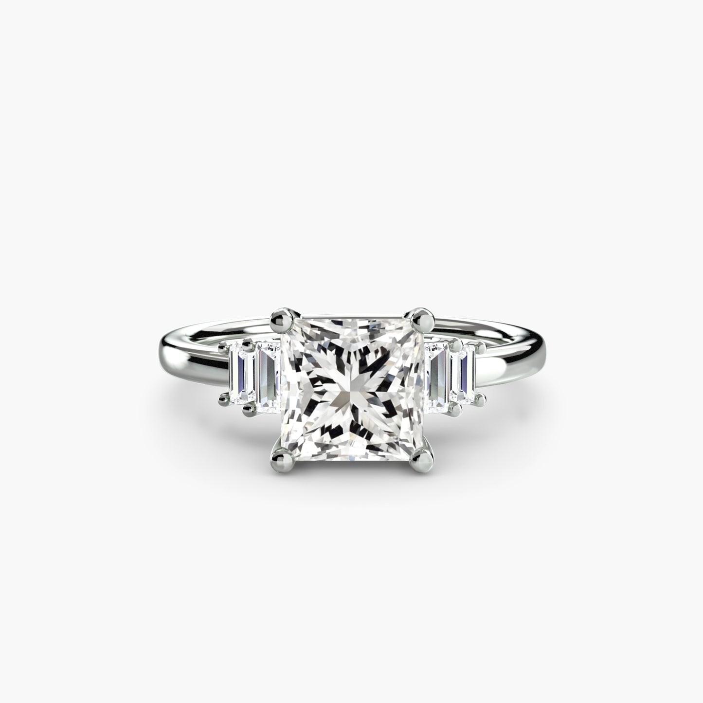 Baguette Accent Solitaire Fantasilvia Jewelry