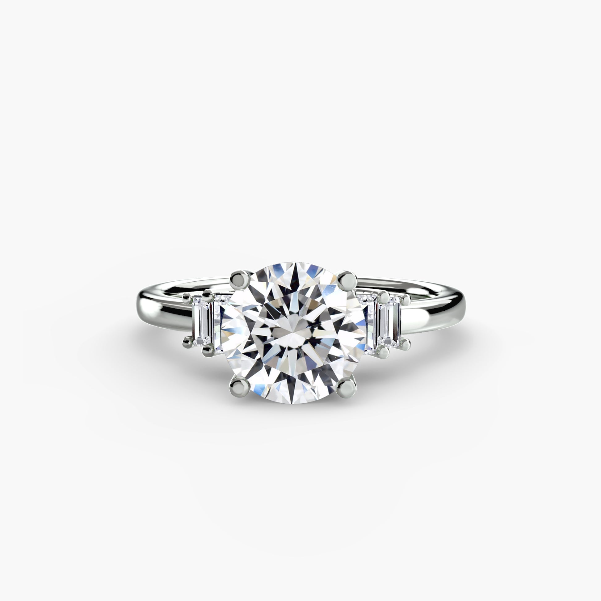 Baguette Accent Solitaire Fantasilvia Jewelry