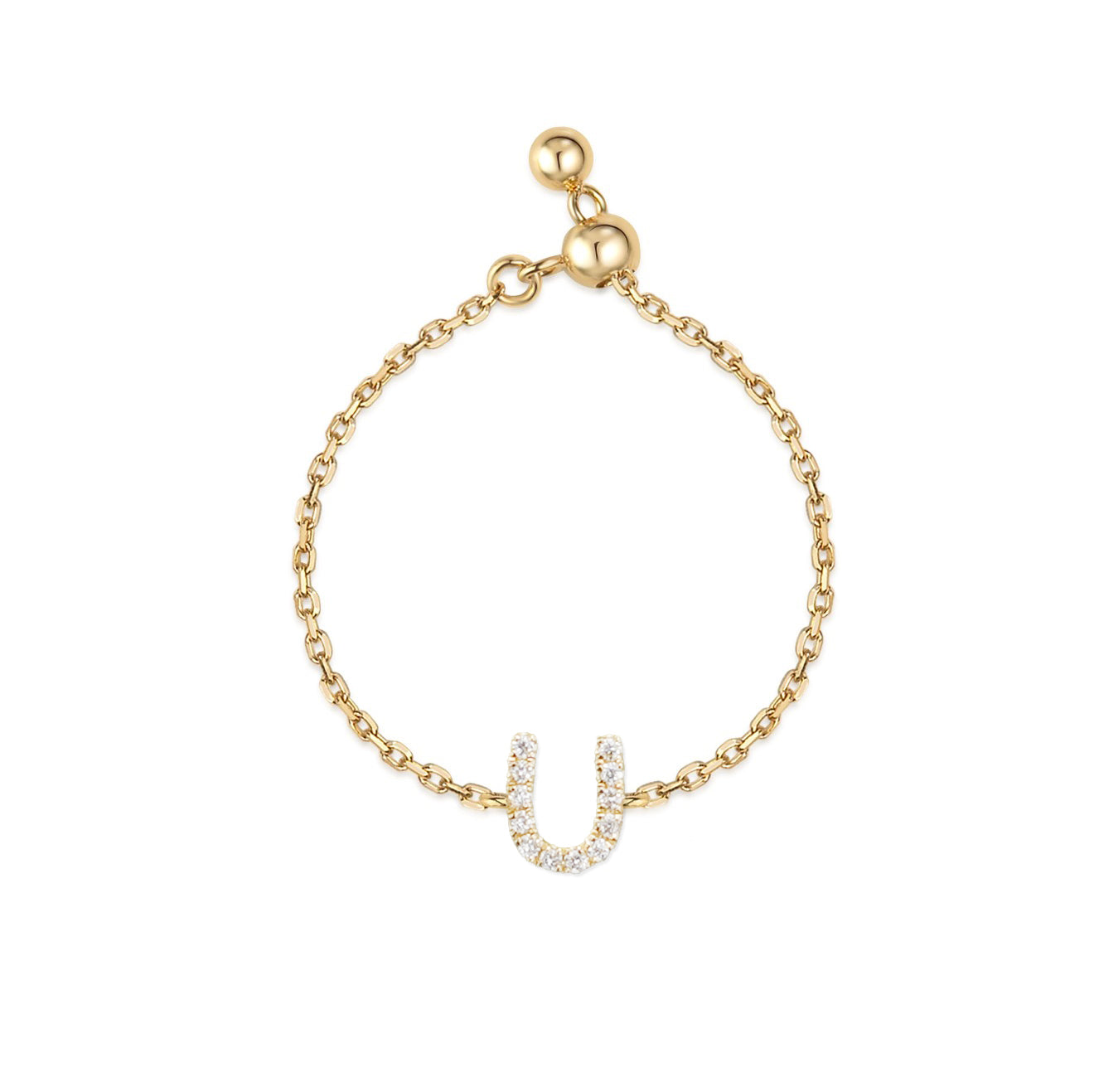 18K pavé Initial Chain Ring