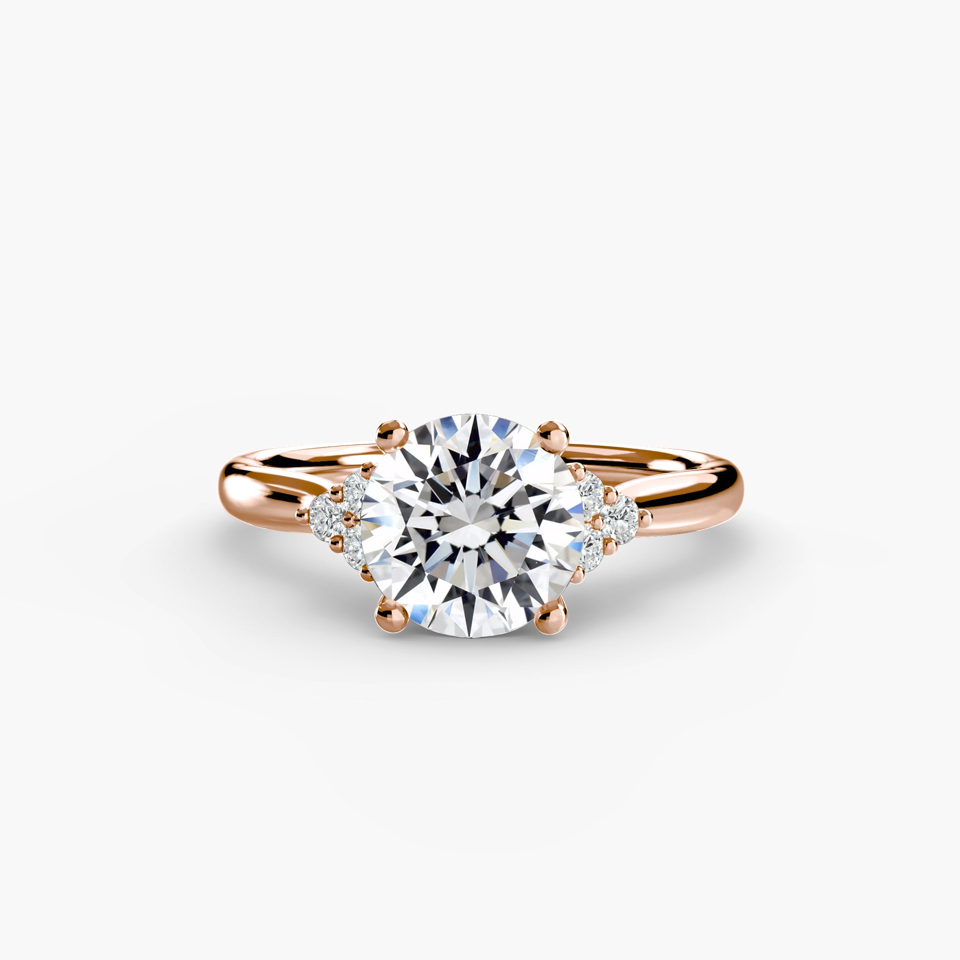 Solitaire with Cluster Shoulders Fantasilvia Jewelry