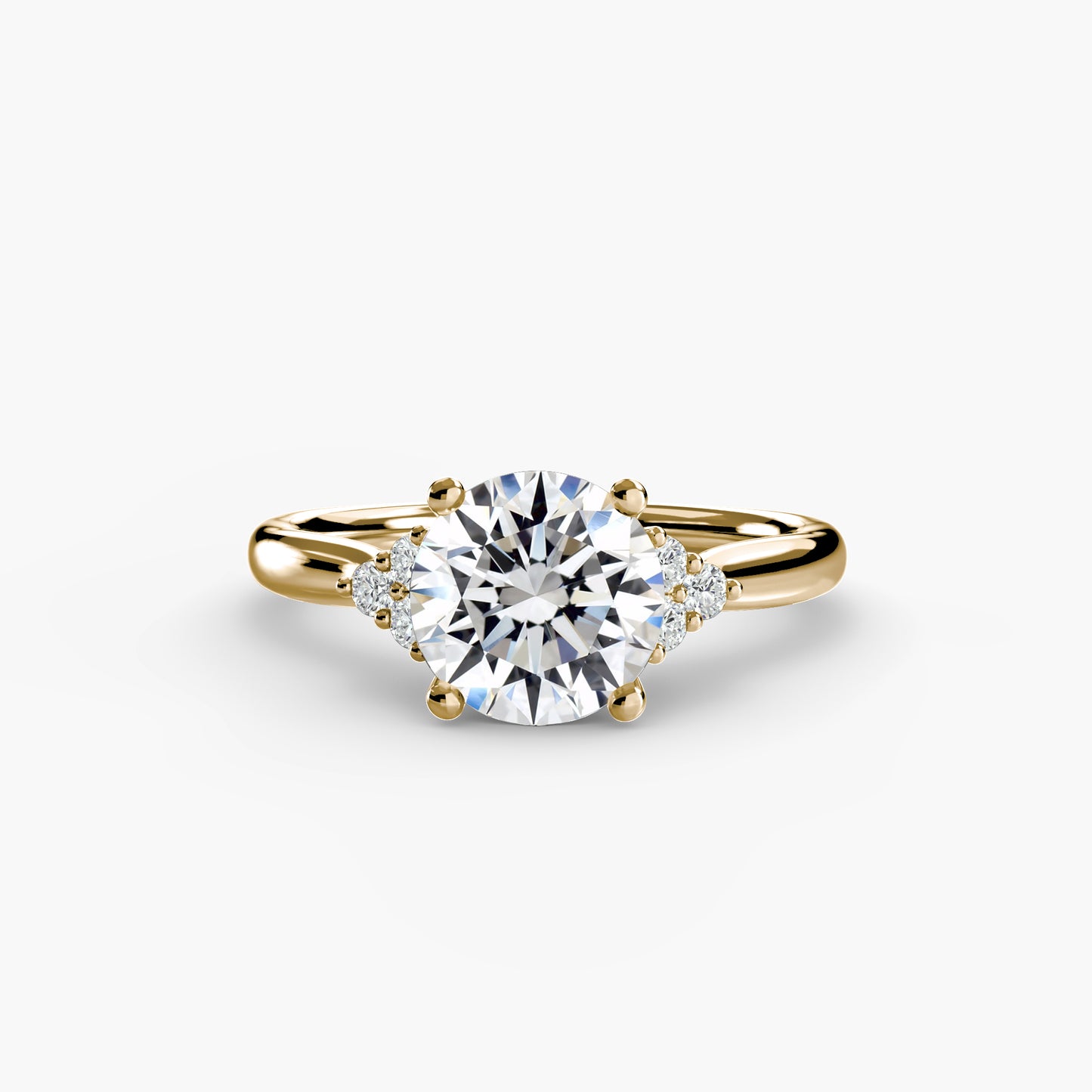 Solitaire with Cluster Shoulders Fantasilvia Jewelry