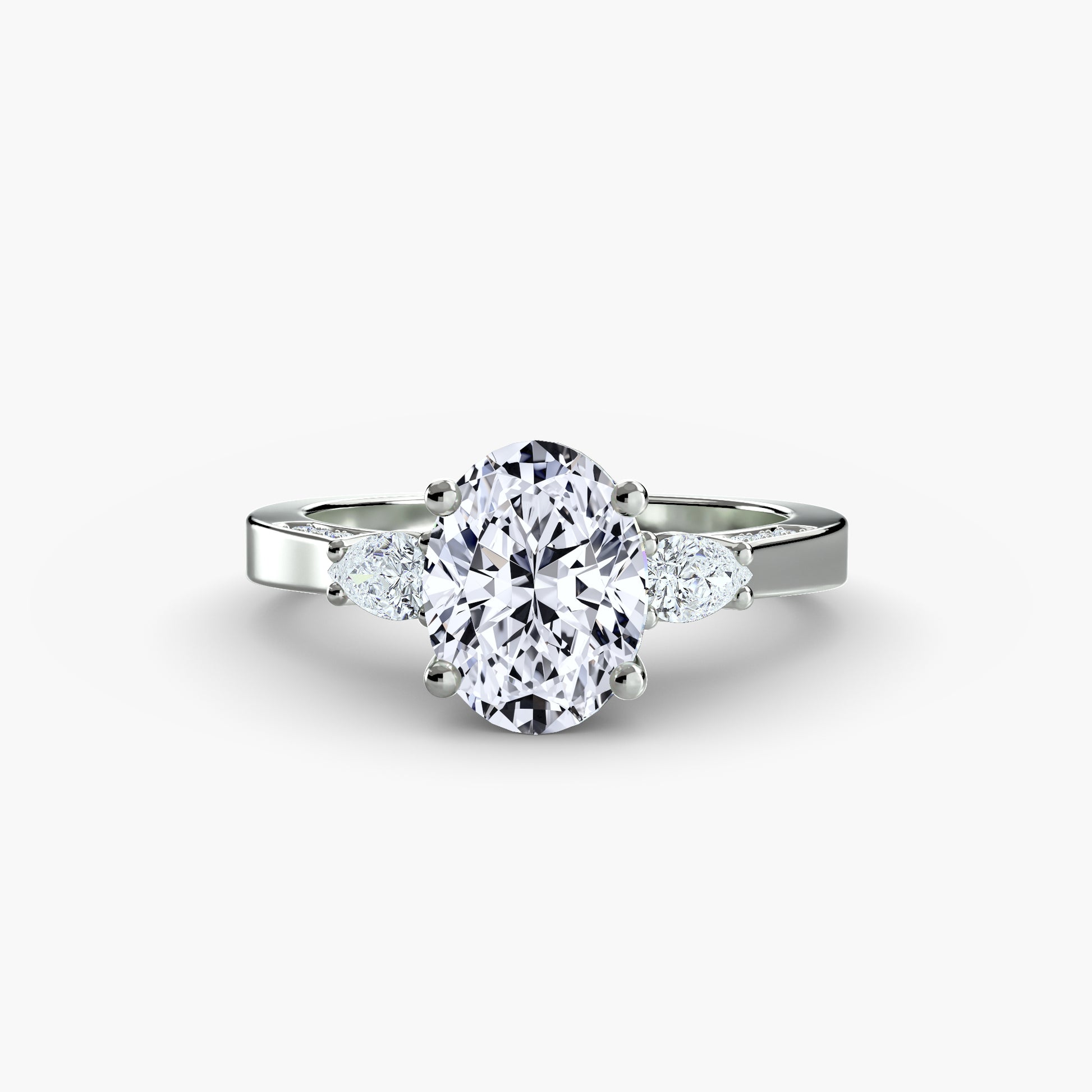 Three Stone with Pavé Shoulders Fantasilvia Jewelry