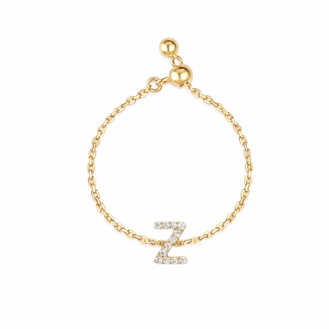 18K pavé Initial Chain Ring