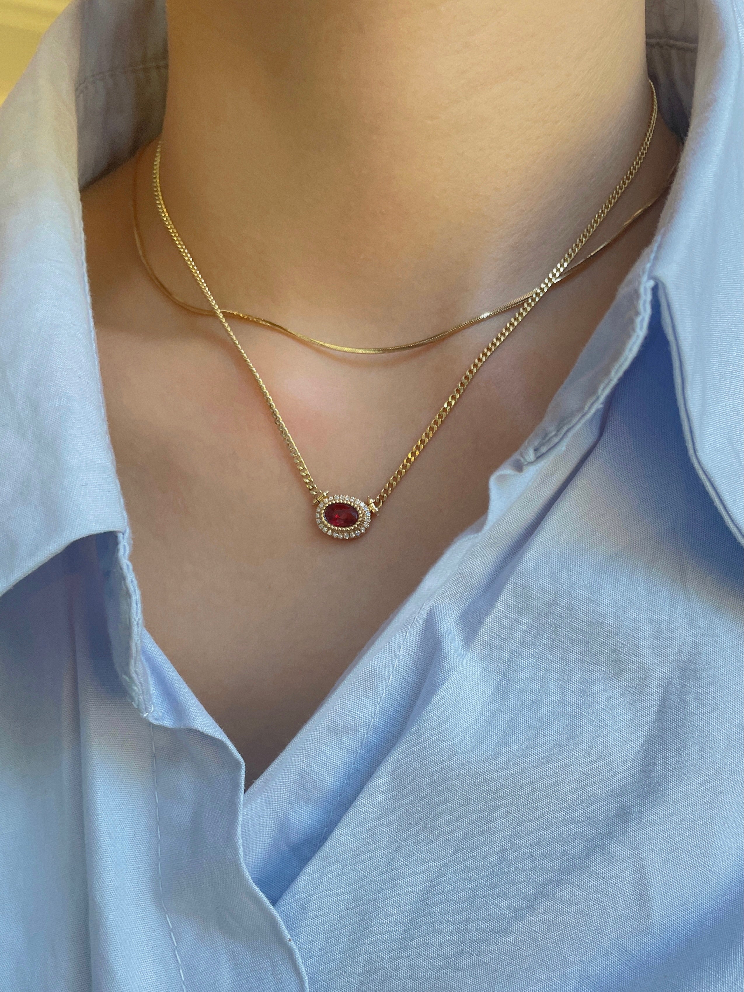 Natural ruby necklace sale