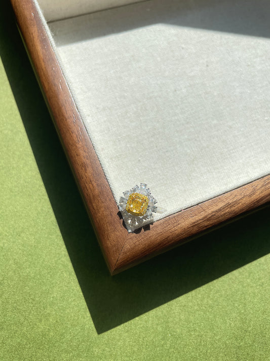 Fancy Yellow Diamond Tulip Halo Ring