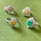 Diamond & Emerald Solitaire Halo Flame Design Ring