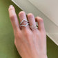 Pink Diamond Halo Ring Stacking Double Chevron Diamond Band