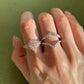 Pink Diamond Halo Ring Stacking Double Chevron Diamond Band