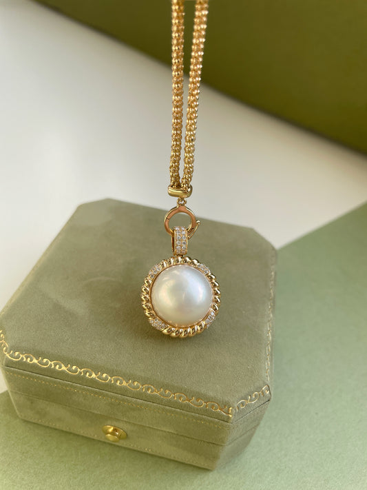 Saltwater Mabe Pearl & Diamond Pendant