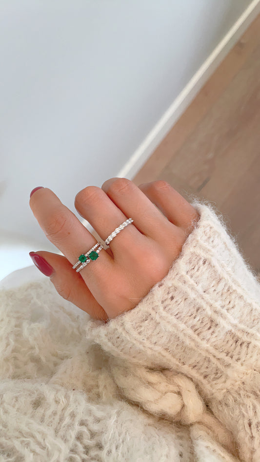 Twin Asscher Emerald Bypass Ring