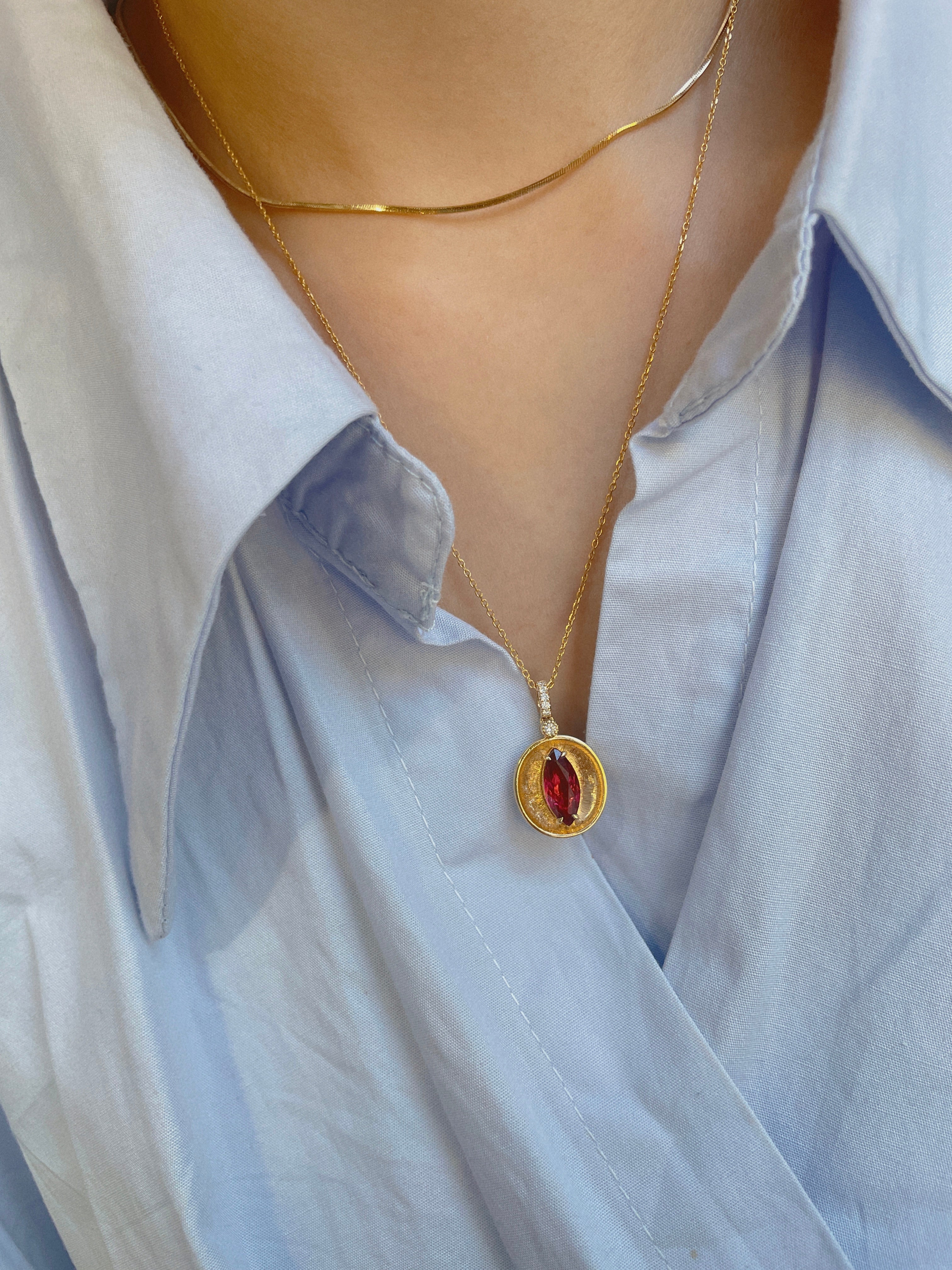 NATURAL RUBELLITE TOURMALINE PENDANT