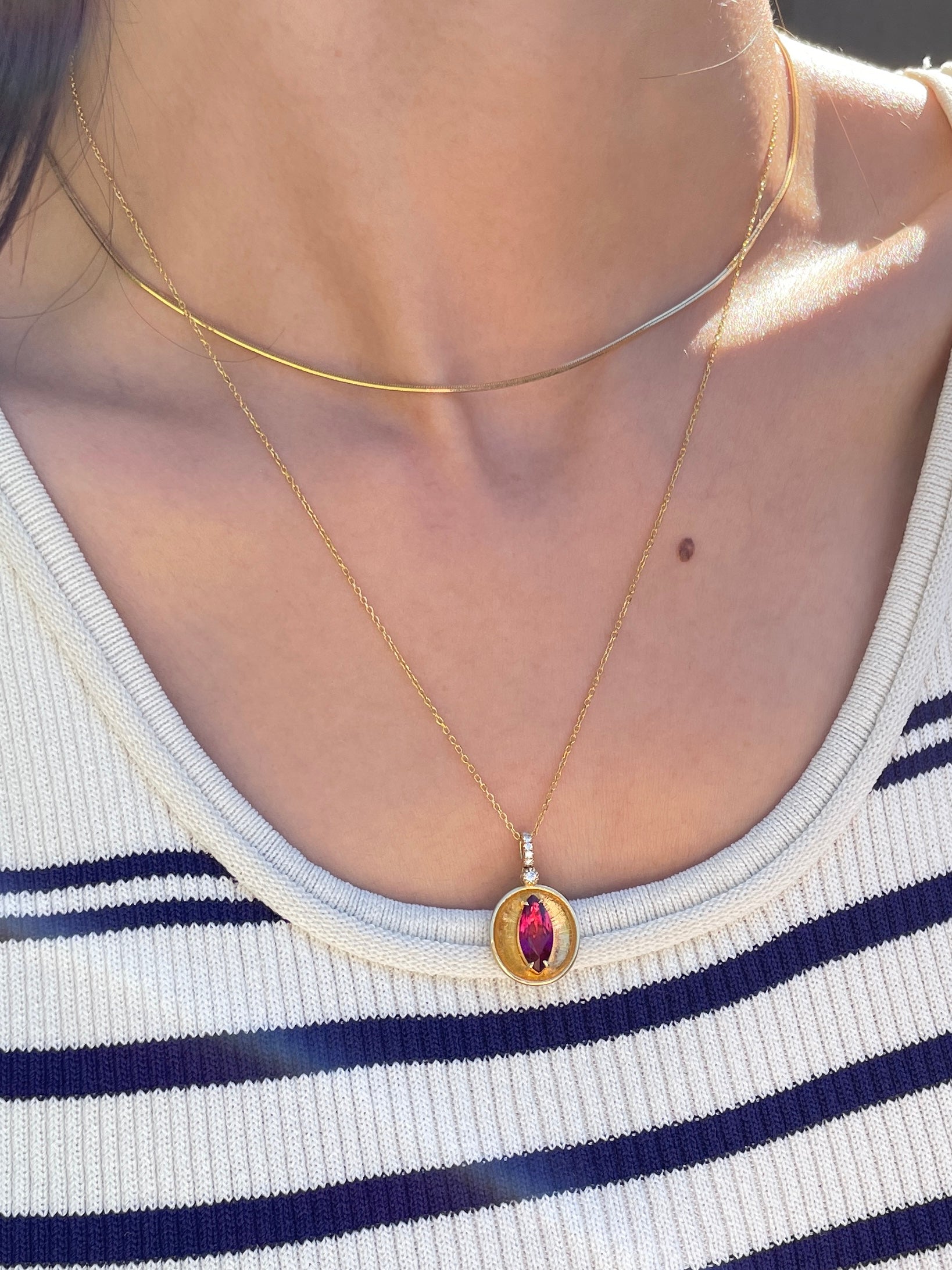 NATURAL RUBELLITE TOURMALINE PENDANT